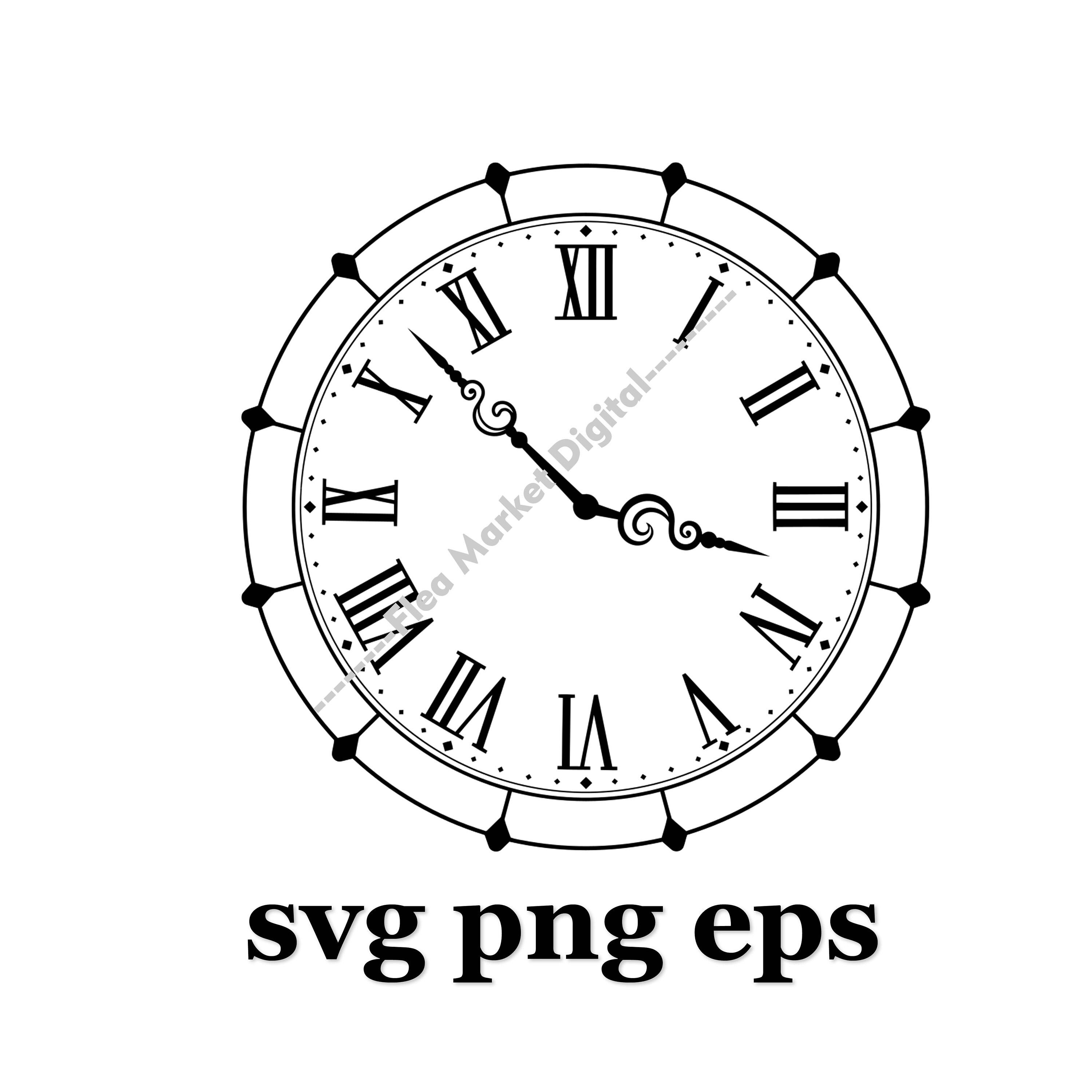 Roman Numeral Clock Face SVG PNG EPS Clipart Etsy