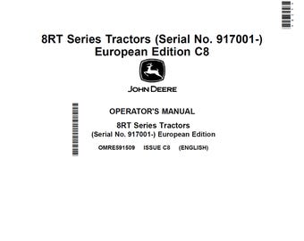 John Deere 8RT-tractoronderhoud en -aandrijvingen OMRE591509-handleiding (pdf)