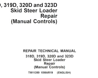 Manual técnico de reparación de minicargadoras John Deere 318D, 319D, 320D y 323D (controles manuales) TM11399 PDF