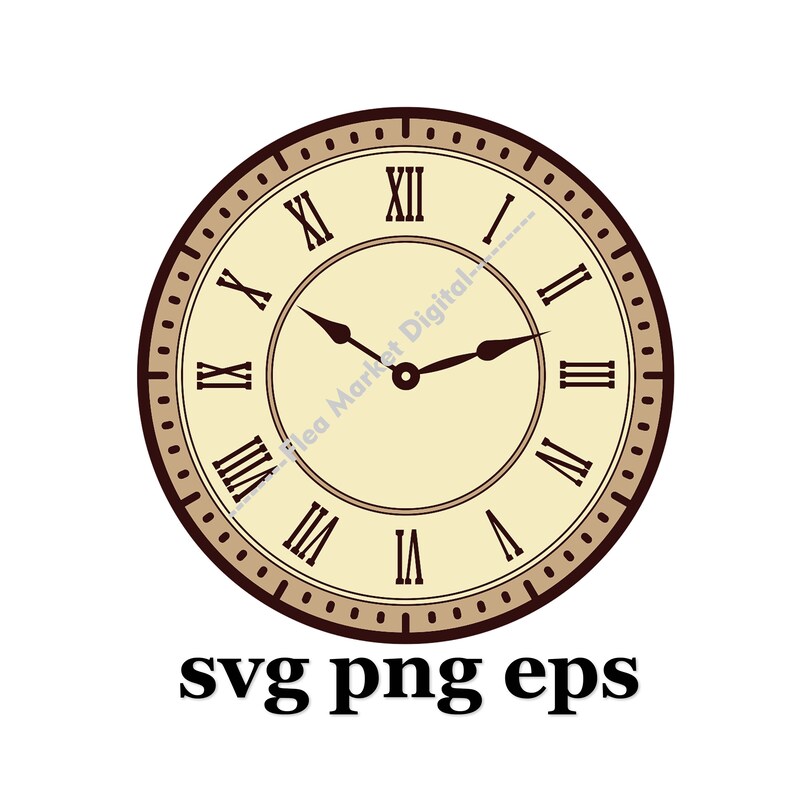 Roman Numeral Clock Face SVG PNG EPS Clipart Etsy