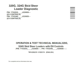 Manual técnico de reparación, diagnóstico, operación y prueba de minicargadoras John Deere 320G y 324G (TM14290X19) PDF