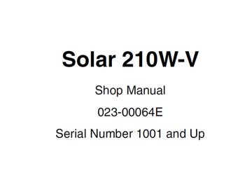 Doosan Solar S210W-V Excavator Service Manual S/N 1001 and Up 023-00064E PDF
