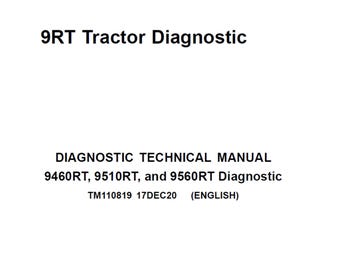 John Deere 9460RT 9510RT 9560RT Tractors Repair and Diagnostic Technical Manual TM110819 and TM110919 PDF