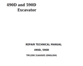 John Deere 490D 590D Excavator Repair Technical Manual TM1390 PDF
