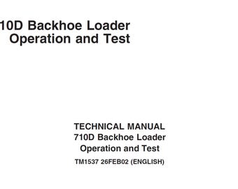 John Deere 710D Baggerlader Betrieb und Test Technisches Handbuch TM1537 PDF