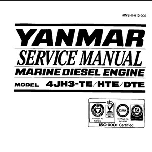 Yanmar 4Jh3-Te, 4Jh3-Hte and 4Jh3-Dte Marine Diesel Engine Workshop Service Manual PDF Digital Download
