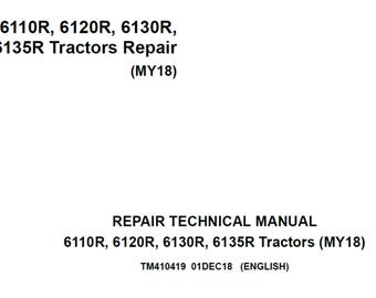 John Deere 6110R 6120R 6130R 6135R Tractor Repair Technical Manual TM410419 PDF