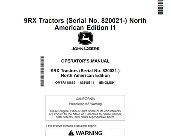 John Deere 9RX Tractor Maintenance and Operators Manual OMTR118862 PDF 7