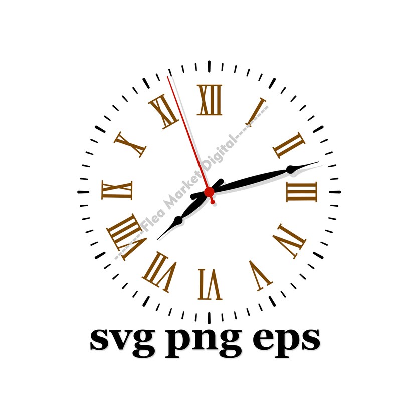 Roman Numeral Clock Face SVG PNG EPS Clipart Etsy
