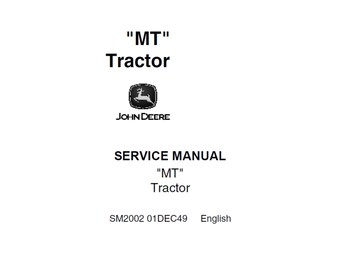 John Deere MT Tractors Workshop Repair Service Manual SM2002 PDF