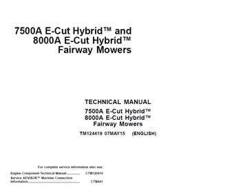 John Deere 7500A and 8000A E-Cut Hybrid Fairway Mowers Technical Manual TM124419 PDF