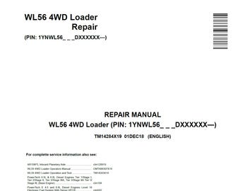 John Deere WL56 4WD Loader Repair Manual TM14284X19 PDF