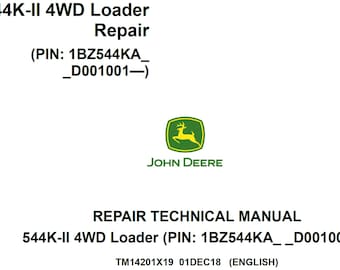 John Deere 544K-II 4WD lastare reparations teknisk manual TM14201X19 PDF