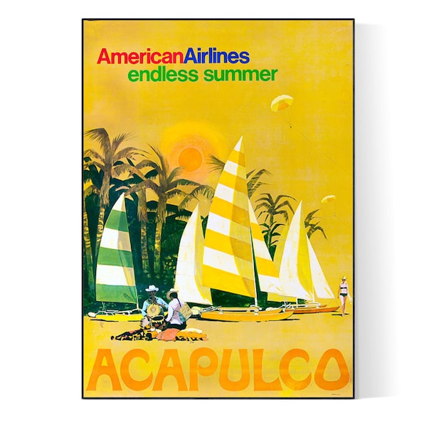 American Airlines Acapulco Mexico Travel Poster download