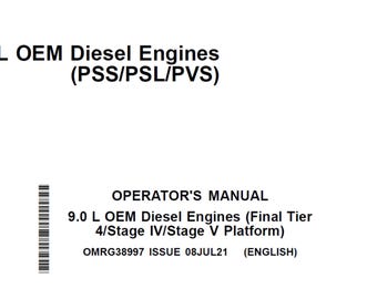 Manual de mantenimiento y operación del motor diésel John Deere 9.0L OEM (plataforma Tier 4 final, etapas IV y V) OMRG38997 (PDF)