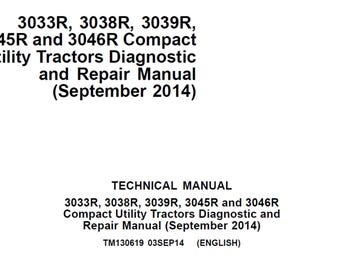 Manual técnico de reparo de tratores utilitários compactos John Deere 3033R, 3038R, 3039R, 3045R e 3046R TM130619 PDF