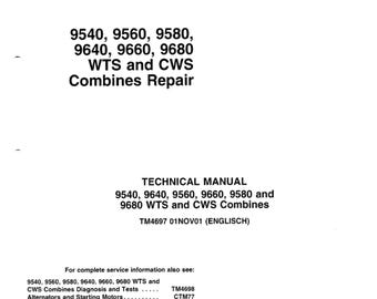 John Deere 9540 9560 9580 9640 9660 9680 WTS and CWS Combines Repair Technical Manual TM4697 PDF