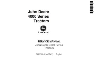 Manual técnico de reparación de tractores John Deere serie 4000 SM2039 PDF