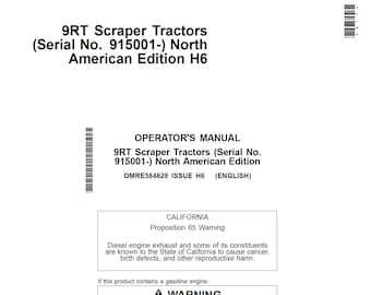 John Deere 9RT Tractor Maintenance and Operators Manual OMRE584628 PDF 1