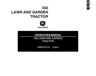 John Deere 430 Onderhouds- en bedieningshandleiding voor gazon- en tuintractoren OMM87456 pdf