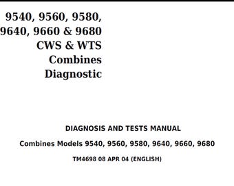 John Deere 9540 9560 9580 9640 9660 and 9680 CWS and WTS Combines Service Information TM4698 PDF