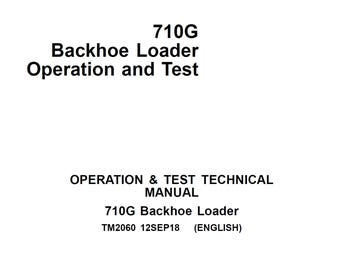 John Deere 710G Baggerlader Betrieb und Test Technisches Handbuch TM2060 PDF