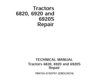 Manual de taller y reparación de tractores John Deere 6820, 6920 y 6920S TM4756 PDF
