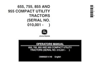 John Deere 655 755 855 and 955 Tractor Maintenance and Operators Manual OMM92614 PDF