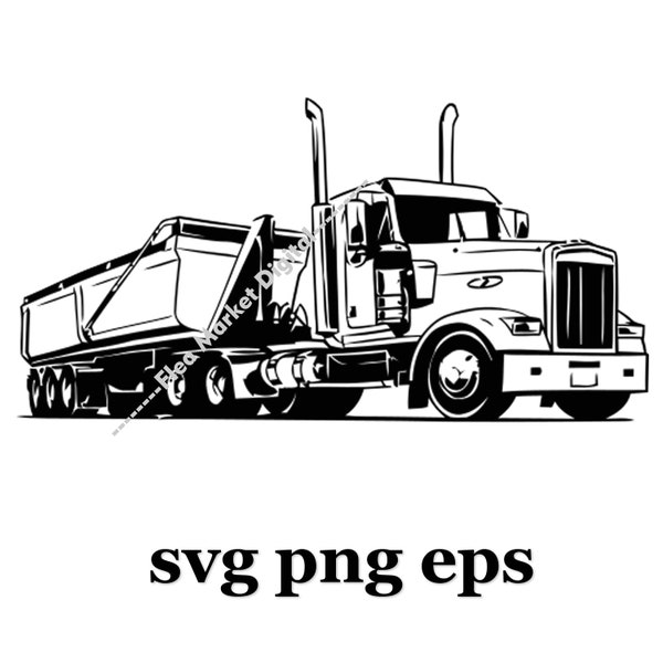 Dump Truck Semi Truck SVG PNG EPS Clipart # 4