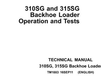 Manual técnico de reparación, operación y prueba de las retroexcavadoras John Deere 310SG y 315SG TM1883 PDF