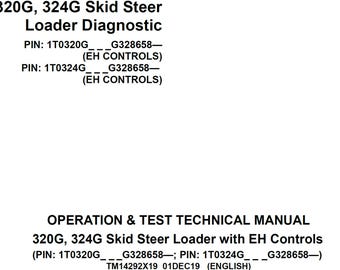 John Deere 320G, 324G Skid Steer Loader Repair with EH Controls Operation and Test Technical Manual TM14292X19 PDF