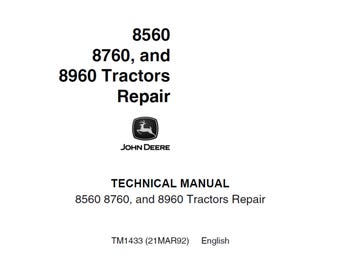 John Deere 8560 8760 and 8960 Tractors Repair Technical Manual TM1433 PDF 1