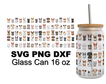 Funny Cats and Dogs 16oz Glass Can Svg Dxf Png Files Digital Download