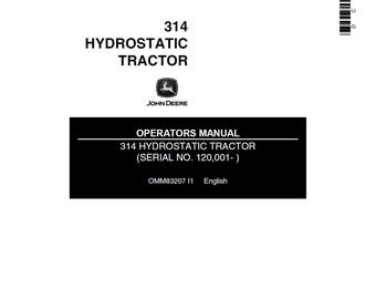 Manual de mantenimiento y operación del tractor hidrostático John Deere 314 OMM83207 PDF 1