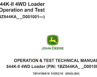 John Deere 544K-II 4WD lastare drift och test Teknisk manual TM14198X19 PDF
