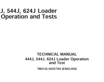 Manual técnico de funcionamiento y pruebas de las cargadoras John Deere 444J, 544J y 624J TM2135 PDF