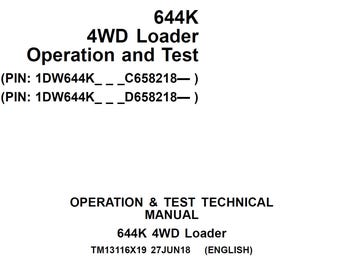 John Deere 644K 4WD lastare drifttestmanual TM13116X19 2018 PDF