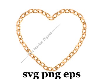 Heart with Gold Chain SVG PNG EPS