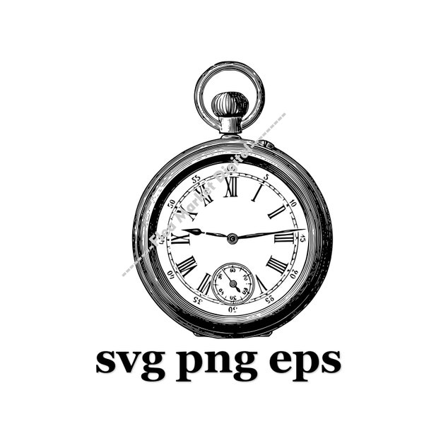 Vintage Pocket Watch SVG PNG EPS Clipart