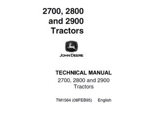 Manual técnico del tractor John Deere 2700, 2800 y 2900 TM1564 PDF