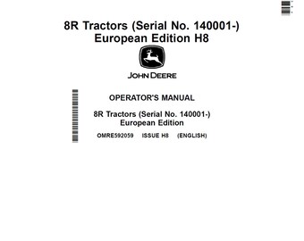 John Deere 8R Tractor Maintenance and Operators OMRE592059 Manual PDF 8