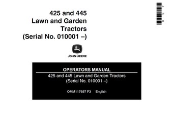 Manual de mantenimiento y operación de tractores John Deere 425 y 445 OMM117697 PDF