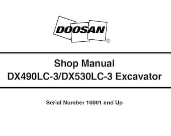 Doosan DX490LC-3 und DX530LC-3 Bagger S / N 10001 und Up Service Werkstattanleitung 950106-00259E PDF