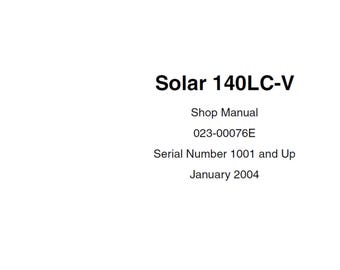 Doosan Solar 140LC-V Excavator Service Manual S/N 1001 and Up 023-00076E PDF