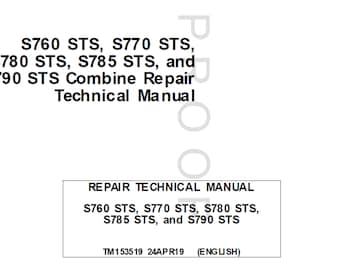 John Deere S760 S780 S785 S790  STS Combine Repair Technical Manual TM153519 PdF