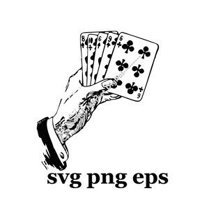 Man Hands Holding Poker Playing Cards SVG PNG EPS Clipart Logo # 8