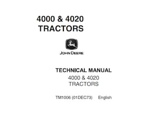 Manual técnico de reparación de tractores John Deere 4000 y 4020 TM1006 PDF