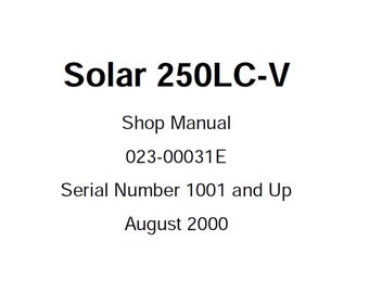 Manual de servicio de la excavadora Daewoo Doosan Solar S250LC-V N.° de serie 1001 y posteriores 023-00031E PDF