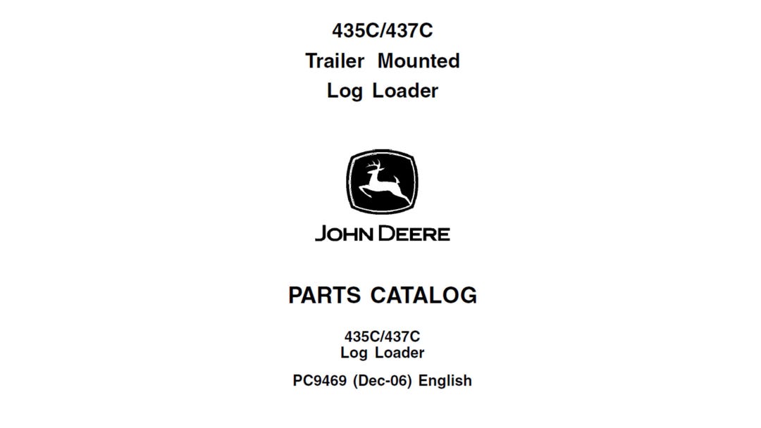 John Deere 435C 437C Trailer Mounted Log Loader Spare Parts Catalog ...