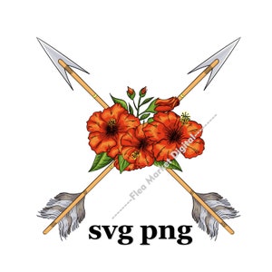 Arrow Floral Boho Crossed Arrows SVG PNG EPS Clipart Logo # 6